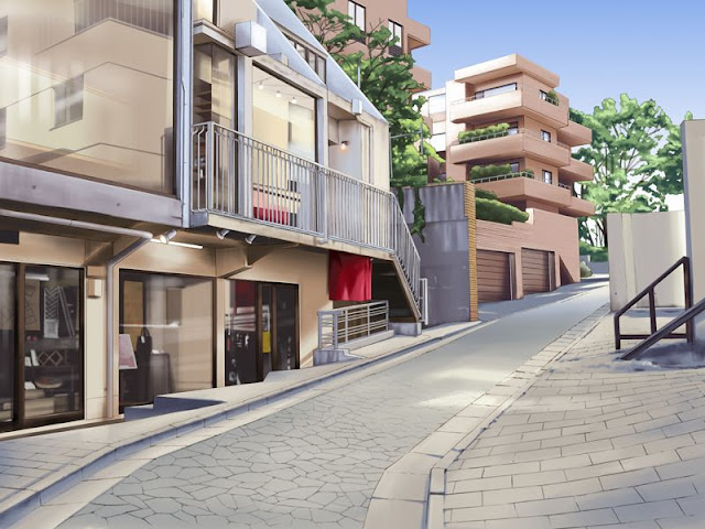 Edified Street on a Hill (Anime Background) (day)