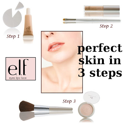 E.L.F. Cosmetics, 3 steps to flawless skin, tinted moisturizer, blending wedges, concealer, concealer brush, total face brush, clarifying powder