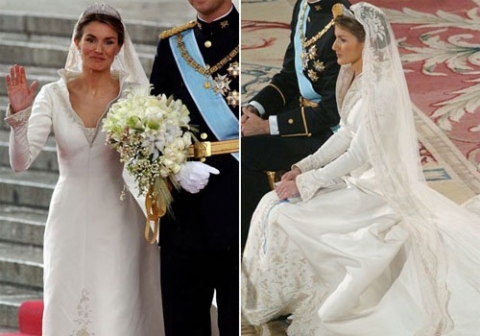 Princess Letizia of Spain wore a gown made by Manuel Pertegaz