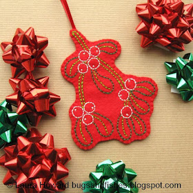 embroidered felt mistletoe ornament