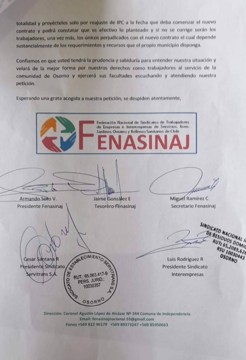 Fenasinaj cuestiona de bases de licitación convocadas por municipio de Osorno