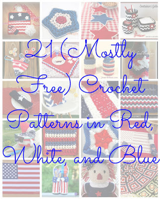 21 (Mostly Free) Crochet Patterns in Red, White, and Blue via the Crochet Guild of America | Celebrate July 4th/Independence Day or Bastille Day, or add some Americana-style to your home with patterns including afghans, blankets, and pillows; table decorations including placemats, hot pads, cup and can cozies, and dishcloths; and gifts for children.