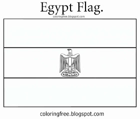Printable clipart Egyptian flag image country of Egypt coloring in pages for young people to draw on