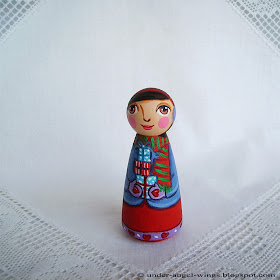 Christmas Noel holiday festive angel figurine statue peg doll painted colorful Bethlehem holy star decoration gift tree