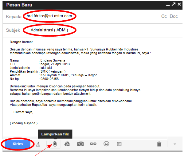 lamaran via email beserta lampirannya contoh surat lamaran kerja via 