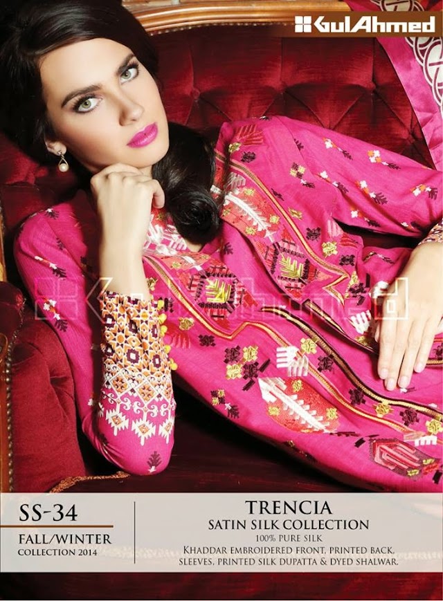 Trencia Satin Silk Collection For Fall/Winter 2014-2015 By Gul Ahmed