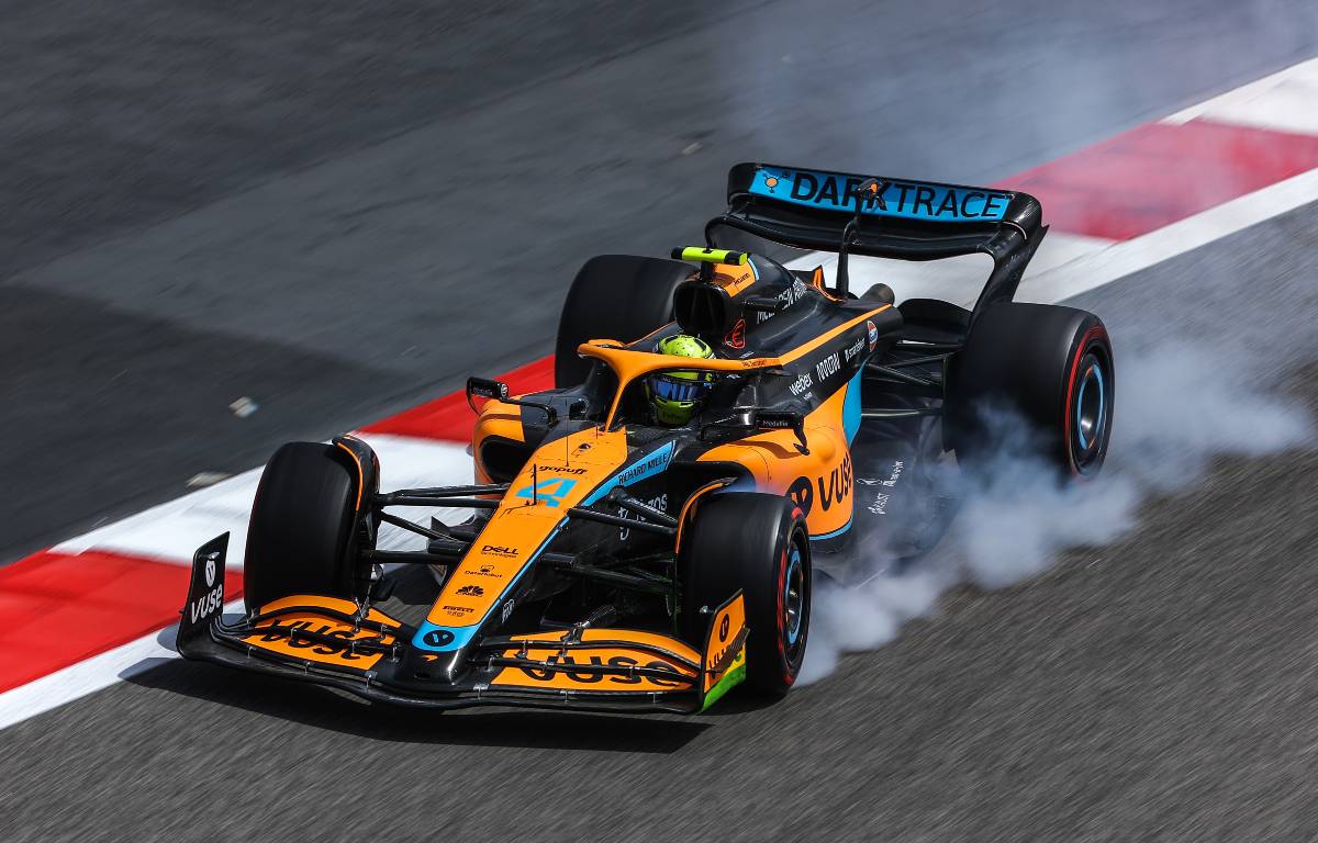 Lando Norris locking up the brakes in pre-season testing at Bahrain