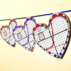 Valentine's Day Algebra Graphing Exponential Functions Math Pennant