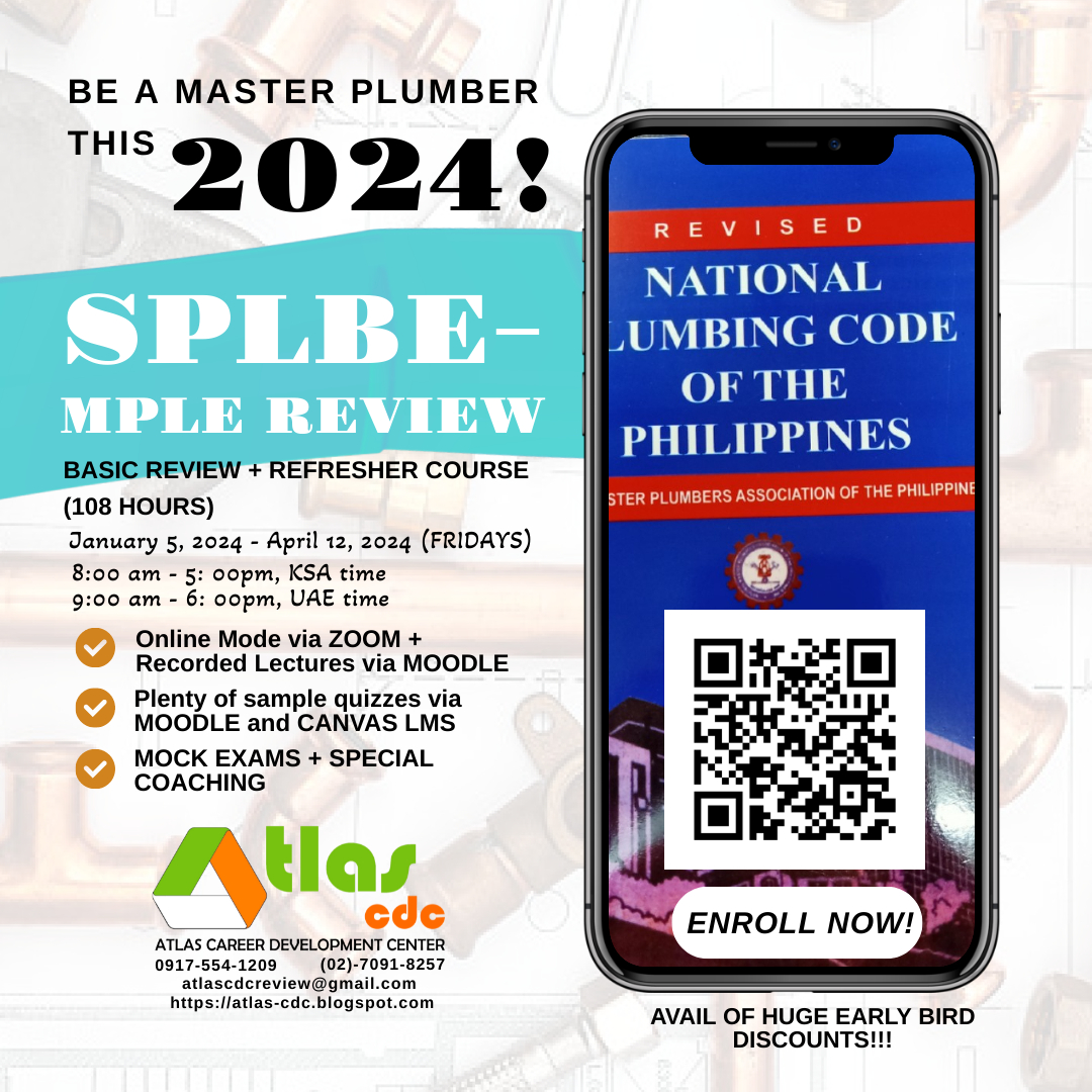 2024 SPLBE Review for Master Plumbers ATLAS CDC Review Center