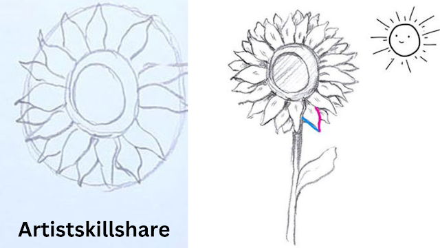 HOW TO DRAW A SUNFLOWER: Step-by-step guide