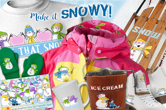Make it a Snow Day everyday with Annie Lang's Snowman Character themed clipart collection from Creative Market because Annie Things Possible