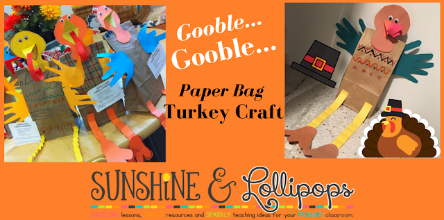 Here is a cute turkey craft that you can make at school before Wednesday or at home with your own kiddos...Enjoy!