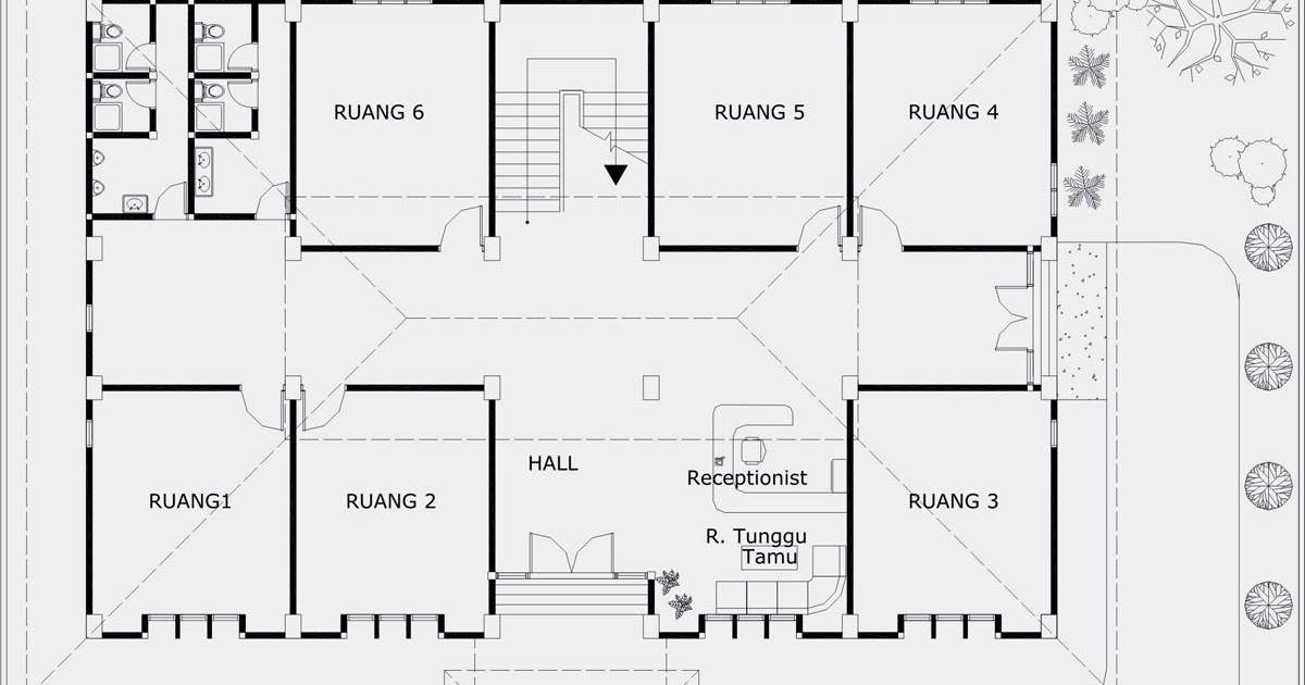 Contoh Gambar Desain Kantor + Aula 2 Lantai