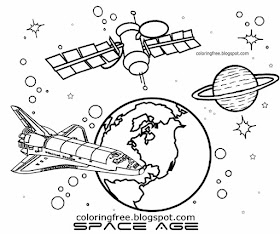 NASA School image straightforward to sketch earth largest satellite Skylab orbit space coloring book