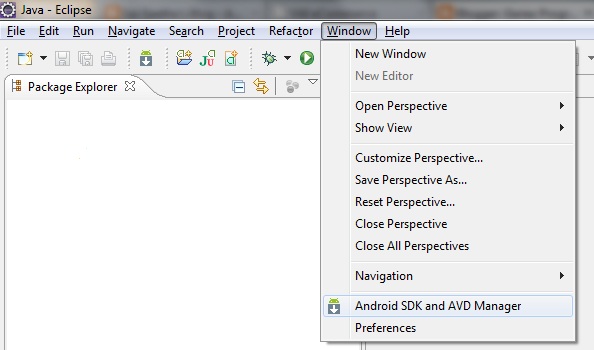 Eclipse Android SDK and AVD Manager