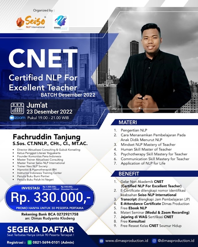 WA.0821-5694-0101 | Certified NLP For Excellent Teacher (CNET) 23 Desember 2022