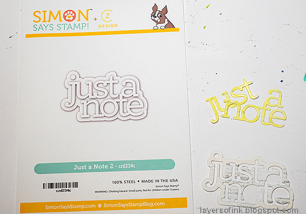 Layers of ink - Lemon Butterflies Tag Tutorial by Anna-Karin Evaldsson. Die cut Simon Says Stamp Just a Note.