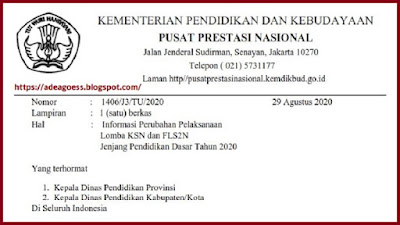 Pelaksanaan Lomba KSN dan FLS2N Jenjang SD dan SMP Tahun 2020