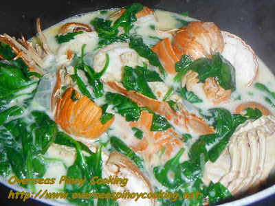Guinataang Pitik with Spinach - Cooking Procedure