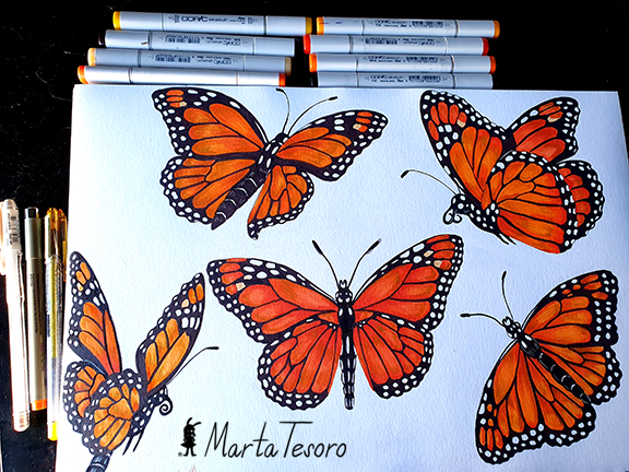 Monarch butterflies by Rabbit Town Art