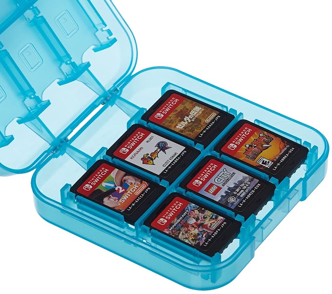 Basics Game Storage Case for 24 Nintendo Switch Games - 3.4 x 3.4 x 1 Inches, Blue