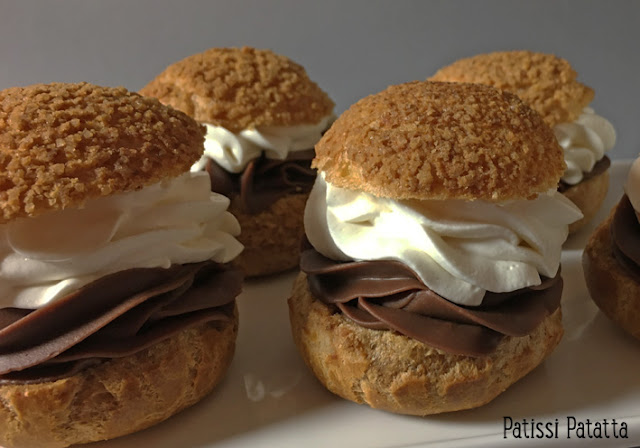 recette de choux vanille et chocolat, recette de choux, ganache au chocolat et tonka, chantilly mascarpone à la vanille, choux très gourmands, choux pâtissier, pâtisserie maison, j’aime les choux, choux craquelin, patissi-patatta