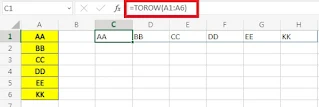 Use of Excel Formula TOCOL and TOROW in Hindi