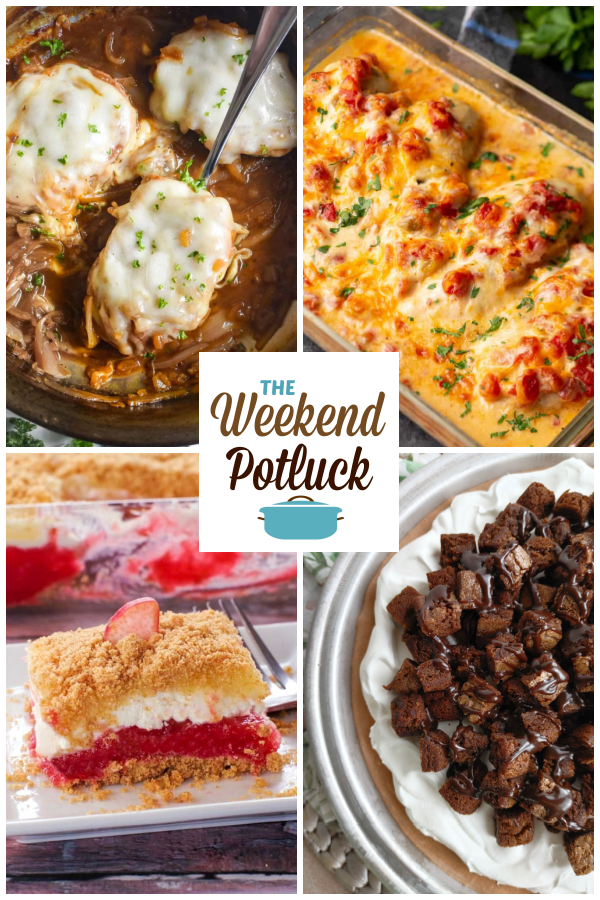 A virtual recipe swap with French Onion Pork Chops, Queso Chicken, Rhubarb Dessert, Triple Chocolate Brownie Cream Pie and dozens more!