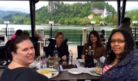 Pic of BP15 conference freelancers' lunch at Lake Bled, Slovenia