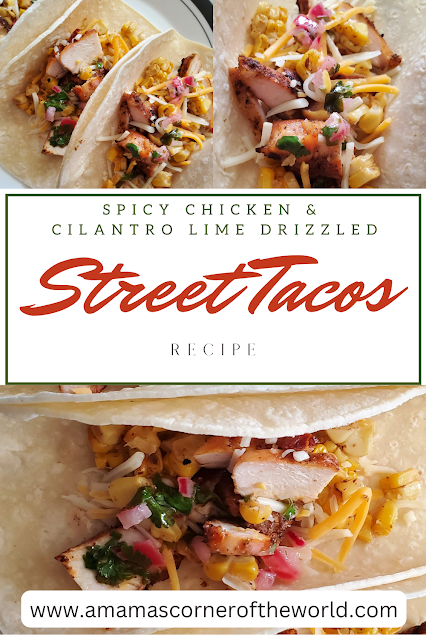Pinnable image for a spicy chicken street taco recipe