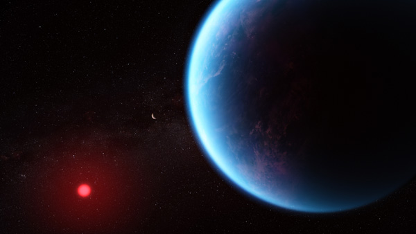 An artist's concept of the exoplanet K2-18 b.