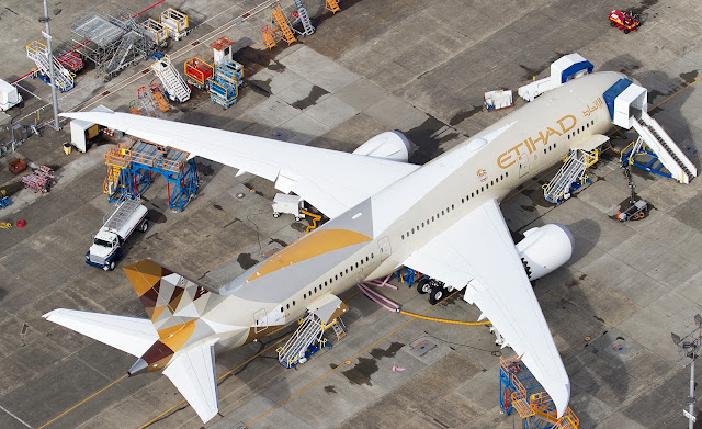 Bird Eye View Boeing 787-9 of Etihad Airways