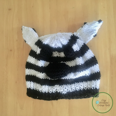 Picture of the knitted zebra beanie