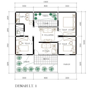 Denah Rumah di Lahan 100 M2