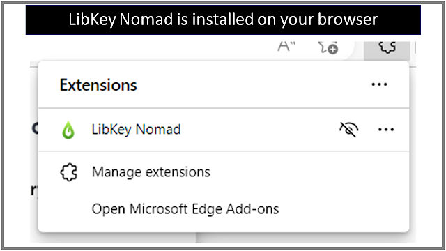 example of my extensions installed - you can see libkey nomad in the list