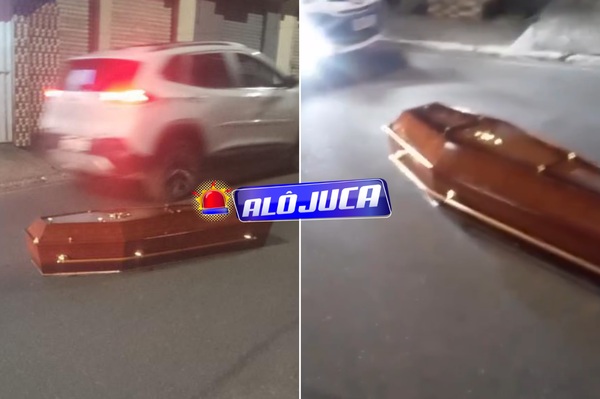 Caixão cai no meio da rua e moradores afirmam que tinha defunto