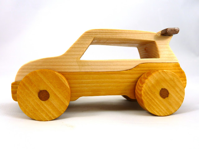 Wood Toy Car, Roadster; Minivan, Handmade and Finished with Two-Tone Clear and Amber Shellac From The Speedy Wheels Series