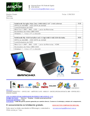 Ofertas Notebook en Sercom Piedra del Aguila