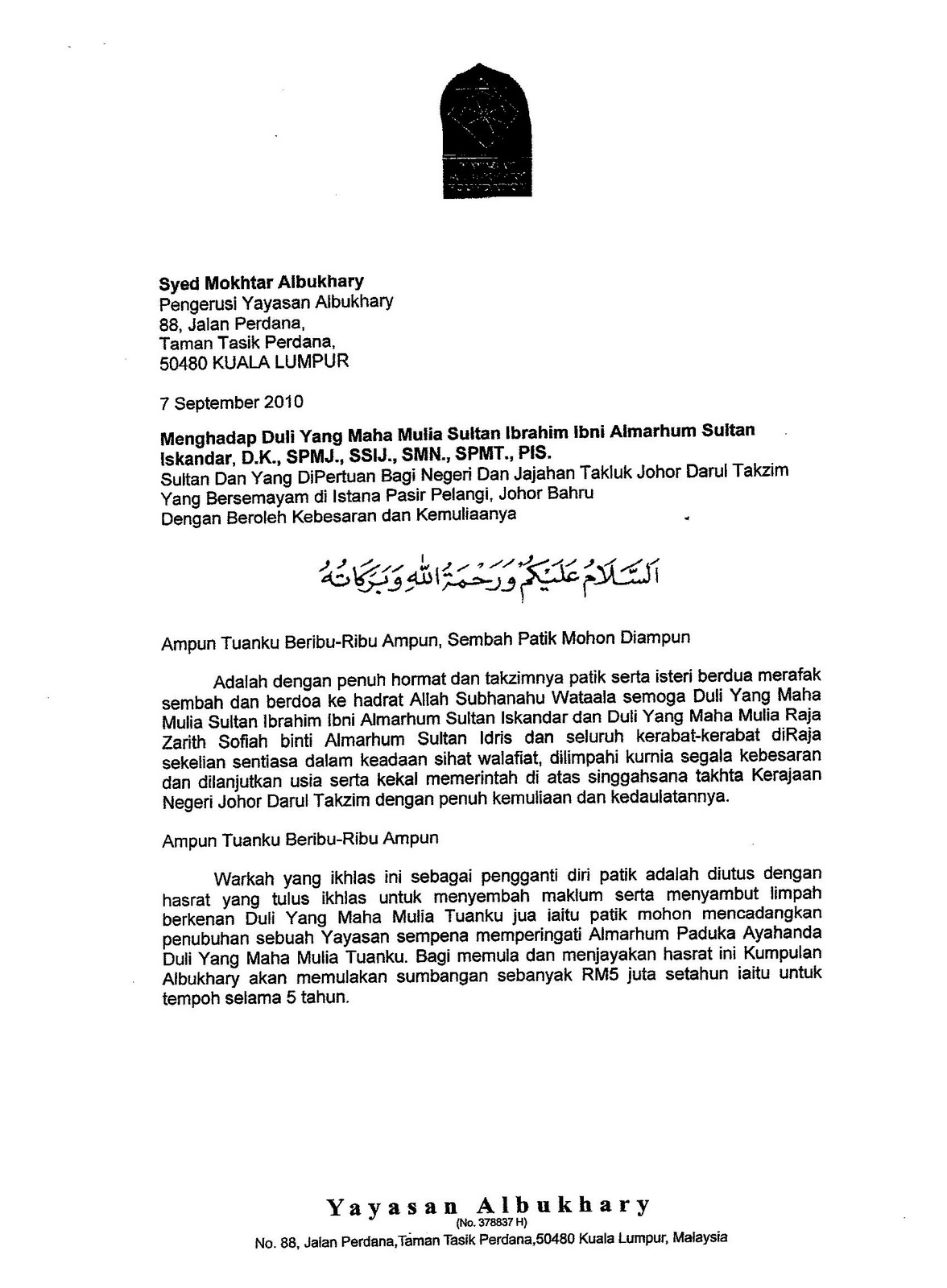 Contoh Surat Pejabat Sultan