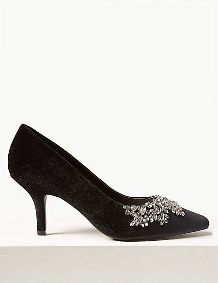 marks and spencer stiletto heel embellished court shoes