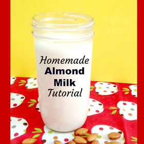 Homemade almond milk in a jar