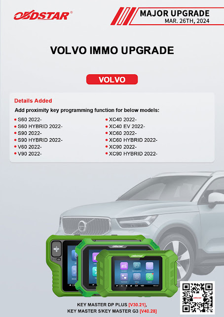 OBDSTAR Update Volvo 2022- Proximity Key Programming