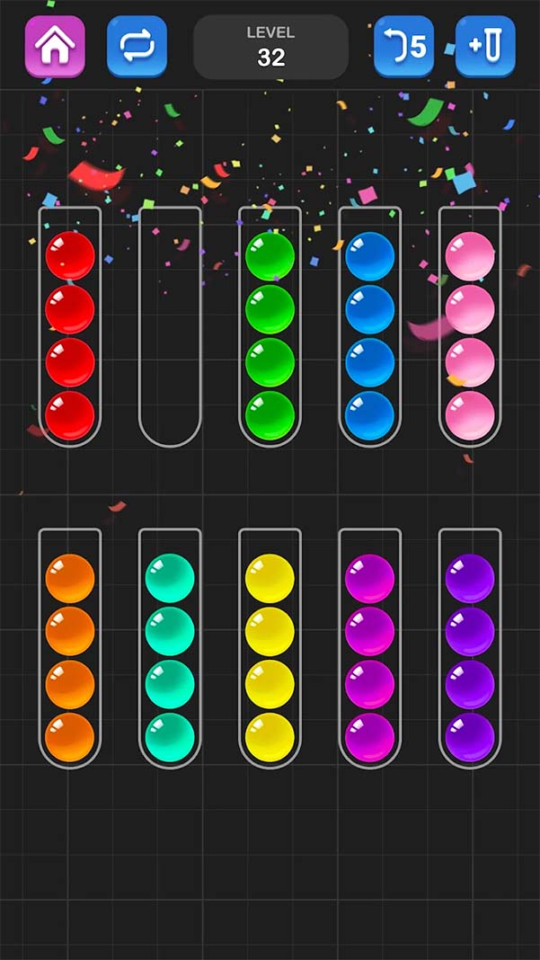 Sắp Xếp Bóng - Trò Chơi Đố Màu - game giải đố phân loại màu, xếp bóng b1