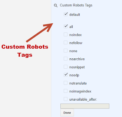 Custom Robots Tags - Blogger Setting 2020