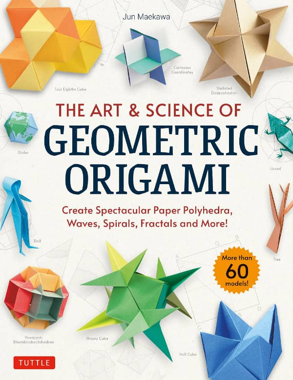 examples of colorful geometric origami paper models on book cover