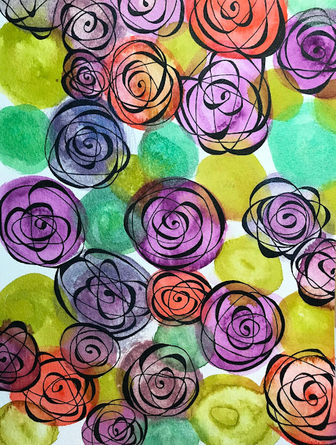 Cézanne Mould-Made watercolor paper with Daniel Smith watercolor roses in progress