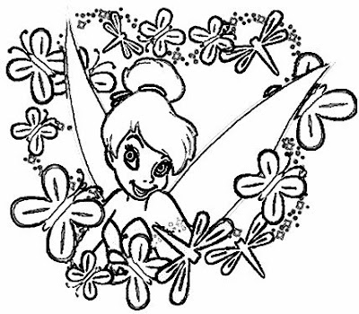 Tinkerbell Coloring on Tinkerbell Coloring Pages   Tinkerbell Flying Between The Butterfly