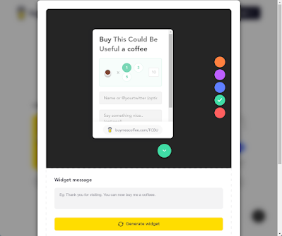 BuyMeACoffee choose a button or a widget and customize it