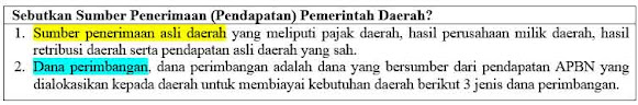 Sebutkan sumber penerimaan (pendapatan) pemerintah daerah?