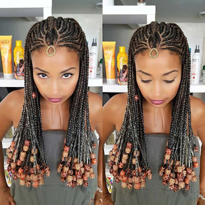  Here we have a stunning short tribal braid idea that has been finished off with beads ✘ 32 African Long Tribal Braids Ponytail Updos To Try In 2020